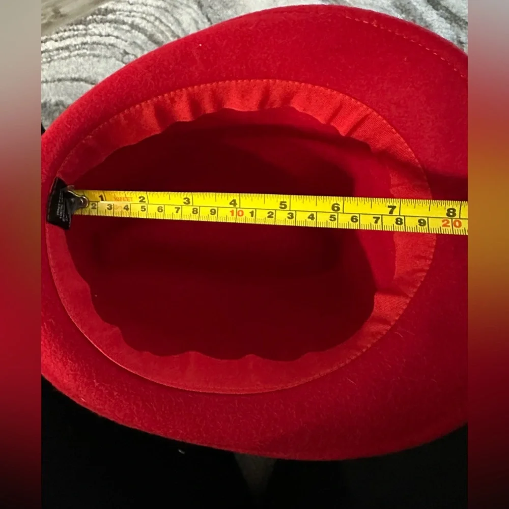 Red Fedora Hat W/Textured Hat Band - Picture 11 of 13